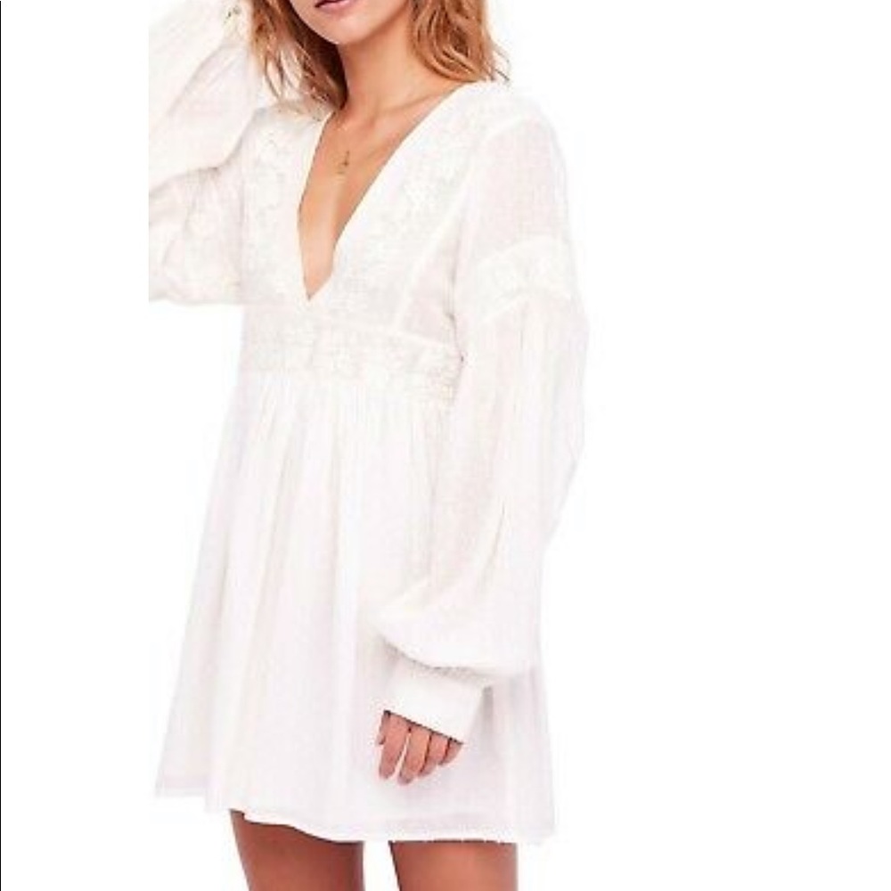 Free People White Sugarpie Mini Dress Women's Size Large
